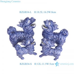 RZGB34-L-S A pair of blue and white sculptures and large Ceramic Qilin Statues