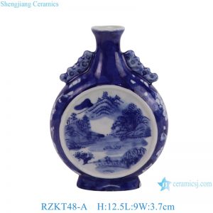 RZKT48-A  Antique Design Blue and white landscape Pattern Ceramic holding the moon vase