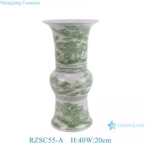 RZSC55-A Green and White Landscape pattern Ceramic mushroom vase