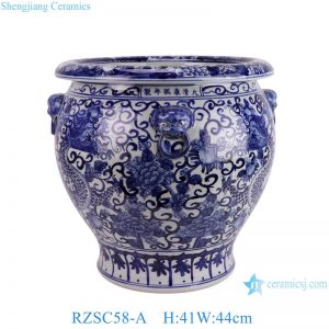 RZSC58-A Jingdezhen Blue and white hand painted dragon pattern with  lion ear Ceramic Planter Flower pot Urns