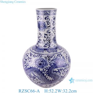 RZSC66-A Jingdezhen Blue and white dragon patterned handpainted Ceramic Globular vase