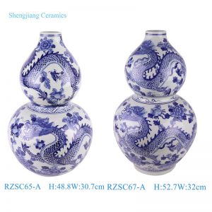 RZSC65-A/RZSC67-A Blue and white handpainted dragon Ceramic gourd Vase Decoration