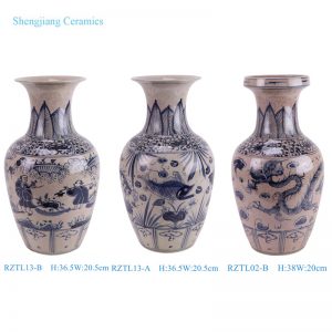 RZTL02-B/RZTL13-A/RZTL13-B Antique Blue and white split dragon fish and figure pattern Ceramic  flower Vase