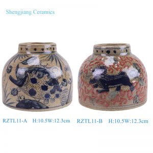 RZTL11-A-B Blue and white sliced fish and algae Kilin pattern Ceramic large belly flower Pot