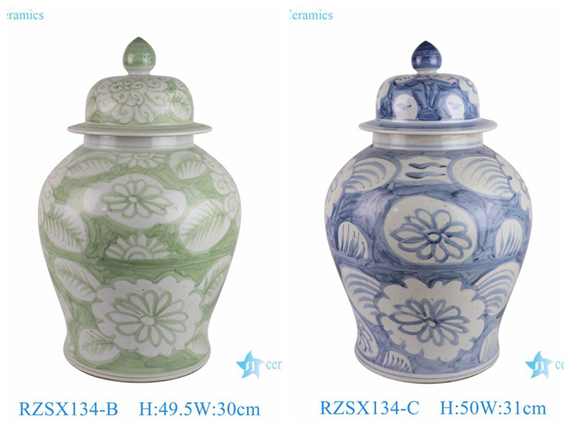 RZSX134-B-C  Jingdezhen hand-painted flower pattern modern home decoration ceramic jar with lid