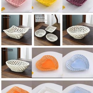 RWAA19-20-22-23 Creative Square Hand-Woven High Quality Ceramic Ornament Hollowed Out Container（MOQ:200）