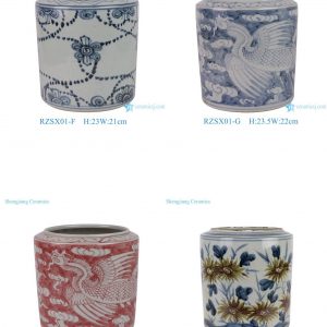 RZSX01-F-G-H-I Jingdezhen blue and white bird and phoenix ceramic jar