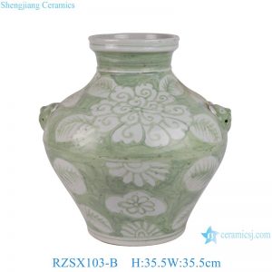 RZSX103-B  Green High Quality Creative Hand Painted Ceramic Jar for Home Decoration