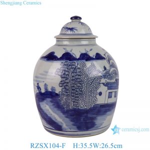RZSX104-F Creative hand-painted village storage arrangement with lid ceramic jar