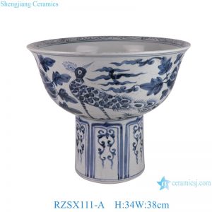 RZSX111-A Hand-painted Tall Flower and Bird Pattern Garden Decorative Ceramic Flower Pot