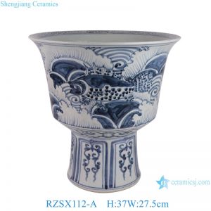 RZSX112-A Jingdezhen Blue and White Hand-painted Tall Garden Decorative Ceramic Flowerpot