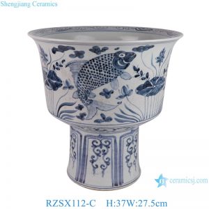 RZSX112-C Creative Hand Painted Fish Algae Design Home Decor Tall Ceramic Pot