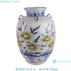 RZSX115-C-L Modern Creative Hand Painted Flower Design Home Decor Ceramic Jar