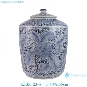 RZSX123-A Jingdezhen high quality ceramic hand-painted flowers and leaves decorative ceramic cylindrical jar