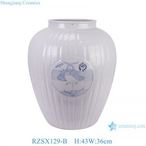 RZSX129-A-B Jingdezhen pure white hand-painted fish and bird home decoration ceramic jar