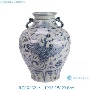 RZSX132-A Jingdezhen double ears hand-painted phoenix pattern home decoration exquisite ceramic jar