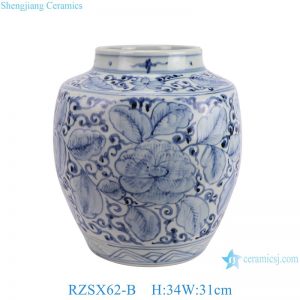 RZSX62-B Jingdezhen Hand Painted Flower Picture Home Decor Antique Ceramic Jar