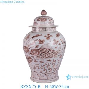 RZSX75-B Creative Hand-painted Fish and Algae Home Decorative Ornament with Lid General Jar