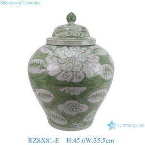 RZSX81-E  Jingdezhen Hand-painted Floral Pattern Green Home Decor Ceramic Jar