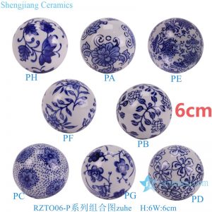RZTO06-P-zuhe Jingdezhen blue and white modern design excellent quality gifts elegant shape ceramic ball