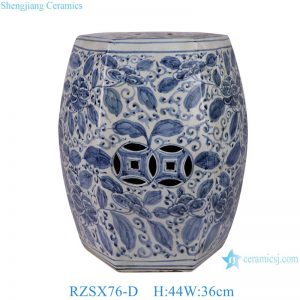 RZSX76-B-C-D Jingdezhen Three Colors Creative Hand-painted Branches and Leaves Floral Stool with Eyes