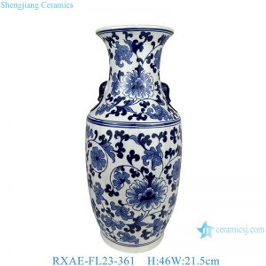 RXAE-FL Series Qing Dynasty Blue and White Double Ear Porcelain Vase Antique Ceramic Home Decorative Flower Vases