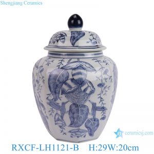 RXCF-LH1121-B Jingdezhen porcelain blue parrot flower pattern modern decorative gift ceramic small jar ornaments
