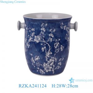 RZKA241124 Blue and white ice plum pattern ceramic fruit storage basket classic handmade ice bucket