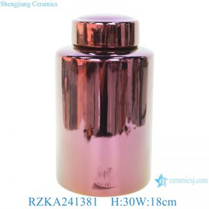 RZKA241373/RZKA241381 Creative Metallic Gradient Color Unique Ceramic Vase Storage Ginger Jars with Flat Lids