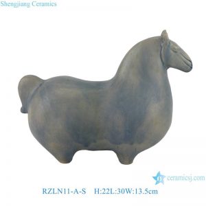 RZLN11-A-S/RZLN11-B-S Antique Flambed Glazed Porcelain Elephant Horse Sculpture Funny Cute Ceramic Fat Horses Statues Figurines