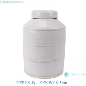 RZPI19-B Jingdezhen Home Decor Antique Solid Collection Minimalist Striped Jar with Lid