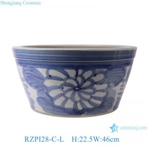 RZPI28-C-L Jingdezhen ceramics blue flower pattern garden decoration small ceramic flower pot fishbowl