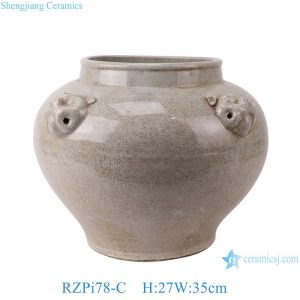 RZPI78-C High quality fine workmanship light grey ceramic vase with four ears