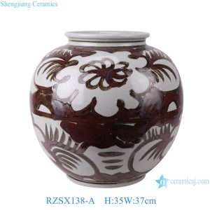 RZSX Series Antique Rusty Red Sunflower Pattern Porcelain Vase Large Hand Painted Ceramic Pots Flower Vase