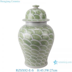 RZSX82-E Jingdezhen Antique Green and White Fish Lines Porcelain Ginger Jars with Lid Unique Design Ceramic Flower Vases