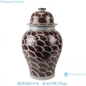 RZSX82-F Jingdezhen Red and White Fish Lines Porcelain Ginger Jars Ceramic Flower Vases Lidded Jars