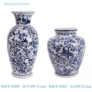 RXCF-35055/RXCF-35099  Blue and white Twisted flower pattern Ceramic tabletop Flower vase for decoration