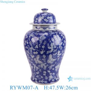 RYWM07-A Blue and white plum pattern porcelain ginger jar for home decoration