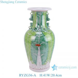 RYZG36-A Jingdezhen Creative Design Bok Choy Cabbage Pattern Home Decoration Ceramic Flower Bottle