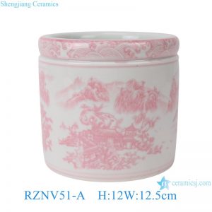 RZNV51-A Pink landscape pattern ceramic pen holder small vase