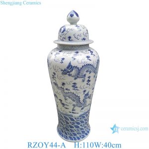 RZOY44-A Jingdezhen Blue and White Dragon pattern Porcelain Floor Vase Large Floor Ginger Jar with Lid Ceramic General Jar
