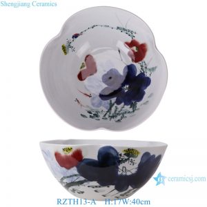 RZTH13-A Jingdezhen Colorful Lotus flower pattern Irregular shape fish tank