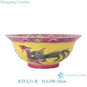 RZFA21-28-B Jingdezhen Porcelain Household Rose medallion Phoenix Pattern Ceramic Bowl