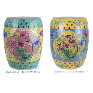 RZFA43-A-B Nyonya Porcelain Rose medallion  Windowed Phoenix Peony Pattern Porcelain Stool for Home Decoration Hotel Balcony