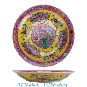 RZFA48-A-C Jingdezhen porcelain pastel three colours large home decoration ceramic tableware plate