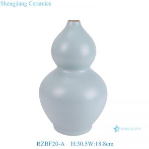 RZBF20-A Song Dynasty Ru Kiln Porcelain Flower Vase Handmade Pure Celadon Ceramic Gourd Shape Vase