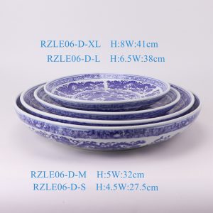 RZLE06-D-S-M-L-XL  Jingdezhen high quality blue and white dragon pattern porcelain home decoration commercial gift ceramic plate