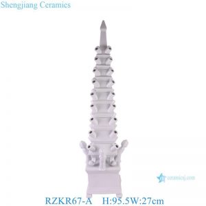 RZKR67-A Beautiful White Glazed Porcelain Tulipiere Vase Handmade Unique Style Tall Tulip Pagoda Vase