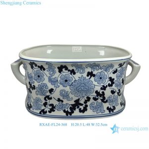 RXAE-FL24-368 Blue and White Floral Pattern Garden Ceramic Planter