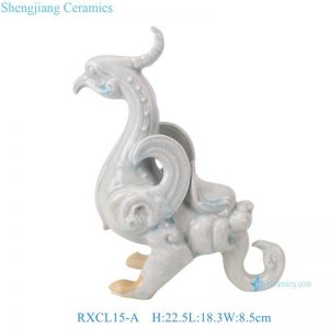 RXCL15-A Green White Porcelain Dragon Bird Sculpture